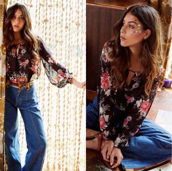 Spell Tops - Spell designs Jagger blouse black top M collective